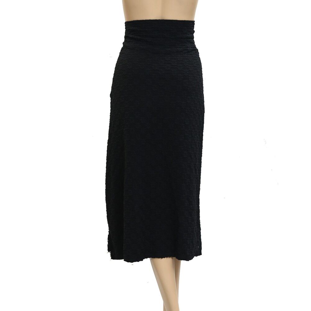 Free People Black Midi Skirt with Side Slit - Picture 6 of 7
